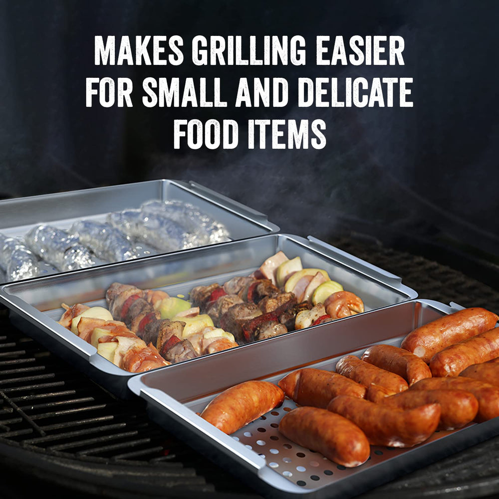 Yukon Glory grill baskets with vegetables ready for grilling