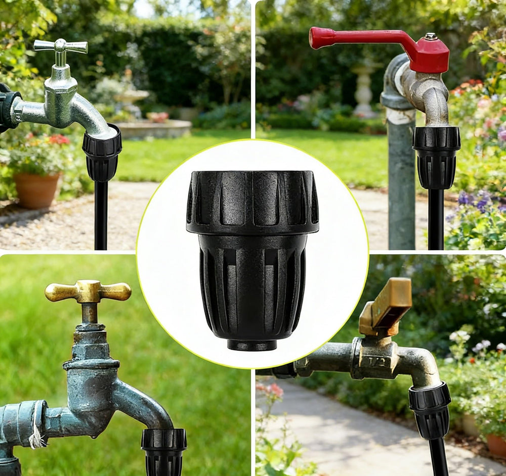Yulaiyoen 1/2 Inch Drip Irrigation Tubing Faucet Adapter in gardening setup