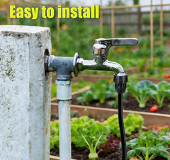 Yulaiyoen 1/2 Inch Drip Irrigation Tubing Faucet Adapter installed on faucet