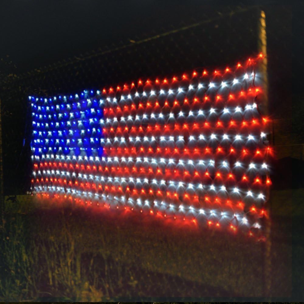 YULIANG LED American Flag Lights during night time