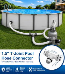 YULOFMVE Pool Hose Connector T-Joint Gray close-up of fittings