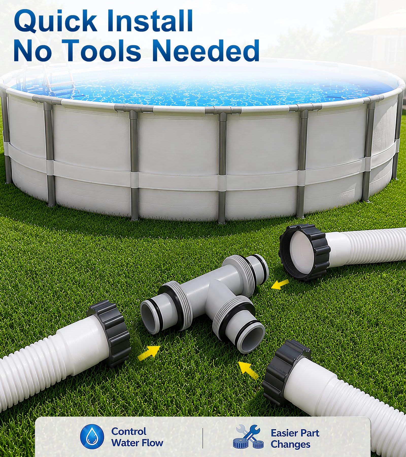 YULOFMVE Pool Hose Connector T-Joint Gray installation example
