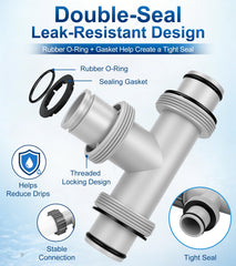 YULOFMVE Pool Hose Connector T-Joint Gray side view