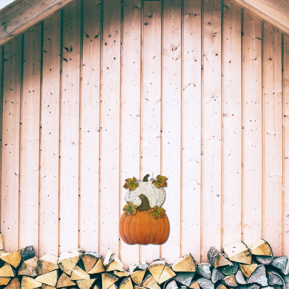 YUMBOR pumpkin yard stakes displayed in a garden setting