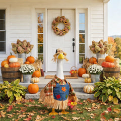 YVMMVY scarecrow goose outfit with mini basket and felt crow