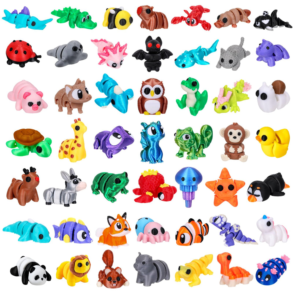 ywevyezc 52 Pcs 3D Printed Mini Animal Figurines Set with various animals