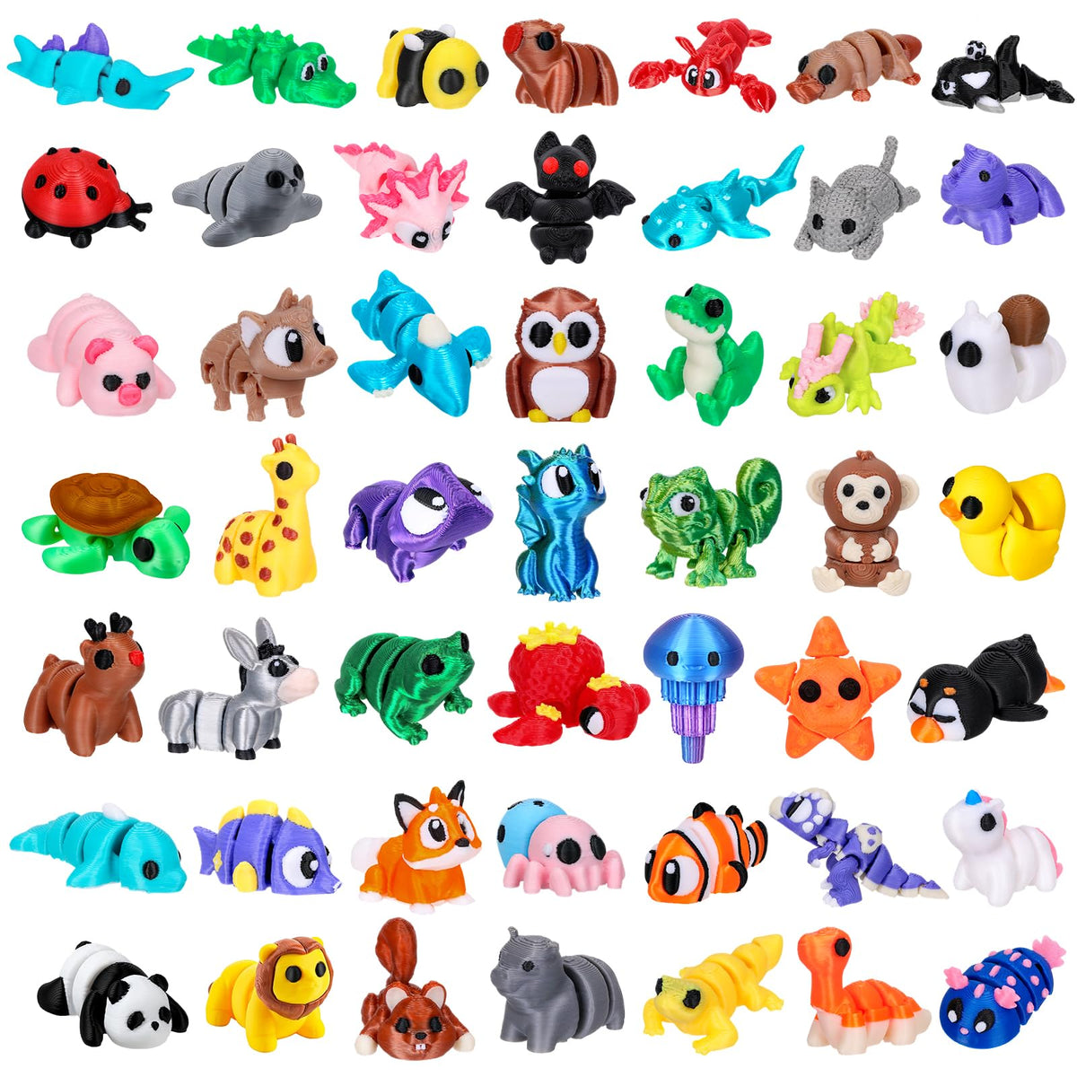 ywevyezc 52 Pcs 3D Printed Mini Animal Figurines Set with various animals