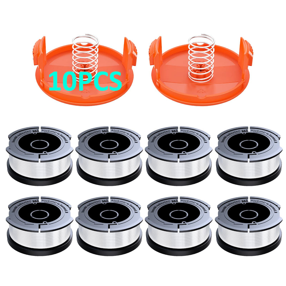 YWTESCH 10 Pack Weed Eater String front view with spools and caps