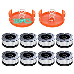 YWTESCH 10 Pack Weed Eater String front view with spools and caps