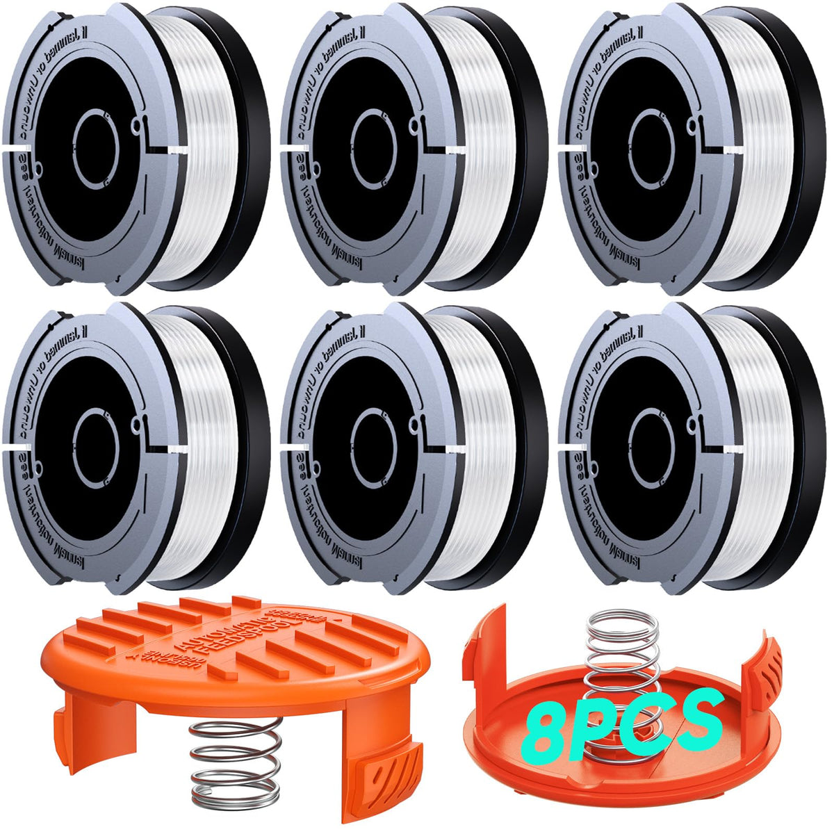YWTESCH 8 Pack Weed Eater String for Black+Decker front view