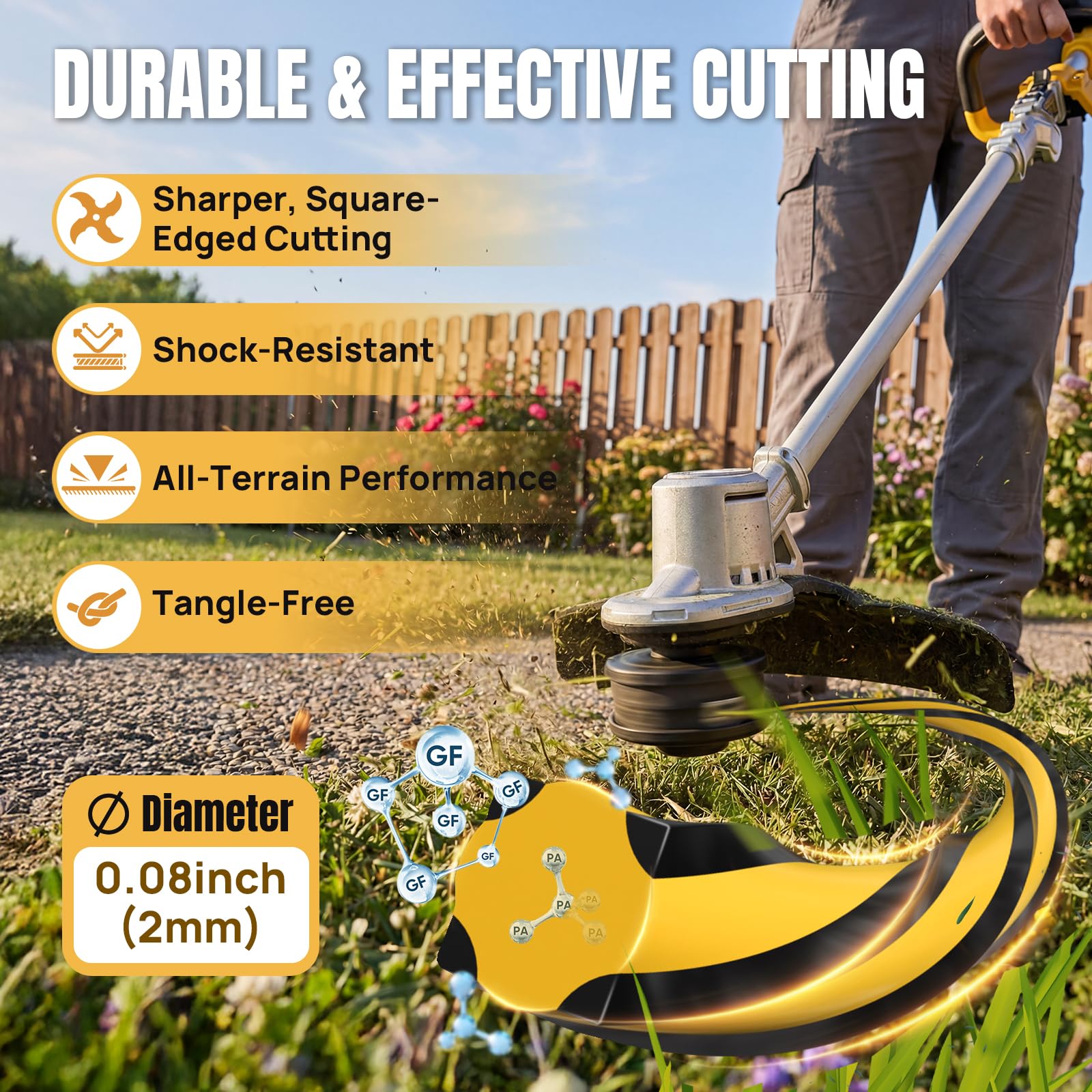 YWTESCH DWO1DT802 Weed Eater String close-up of material