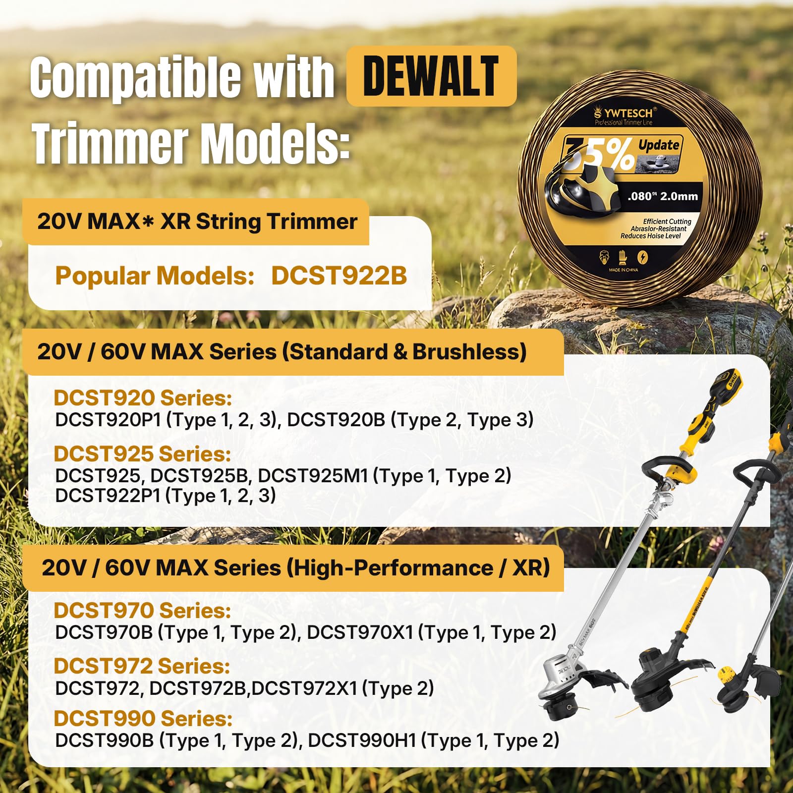 YWTESCH DWO1DT802 Weed Eater String showing spool design
