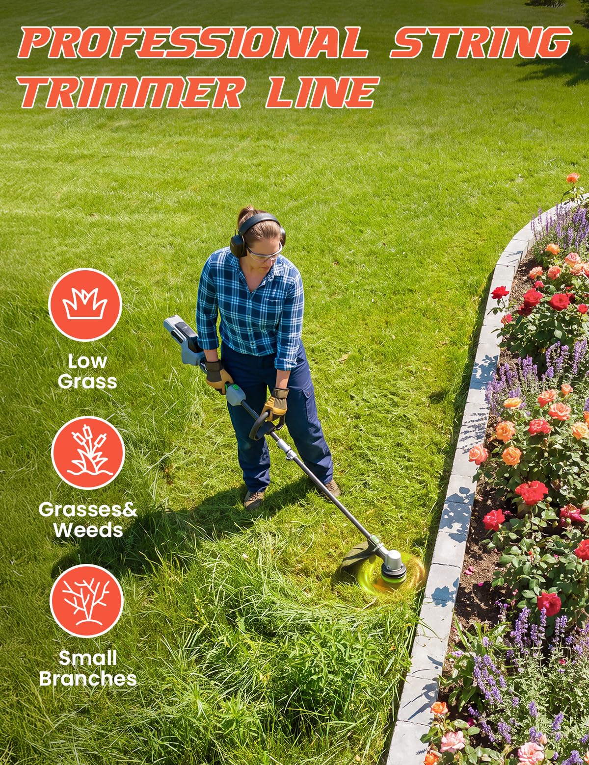 YWTESCH trimmer line demonstrating center positioning for easy changeover