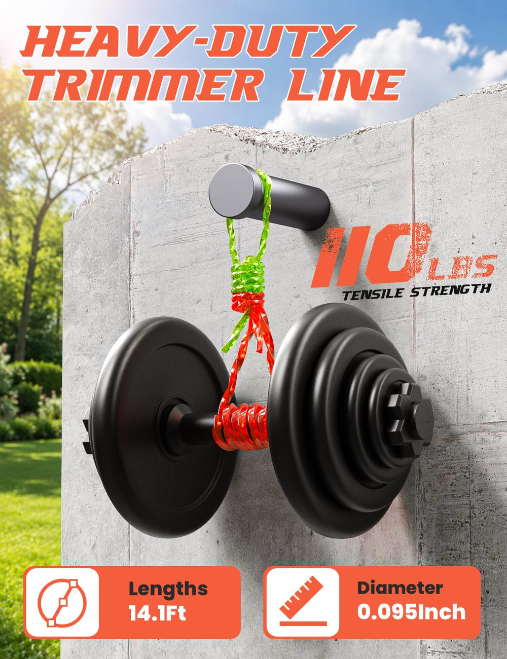 YWTESCH trimmer line ready for installation on a trimmer head