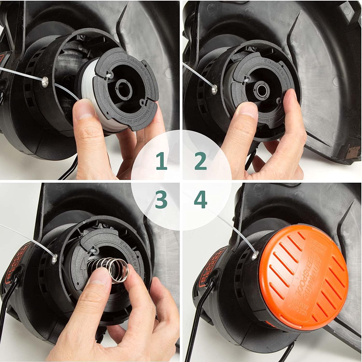 YWTESCH weed eater string spool showing automatic feed feature