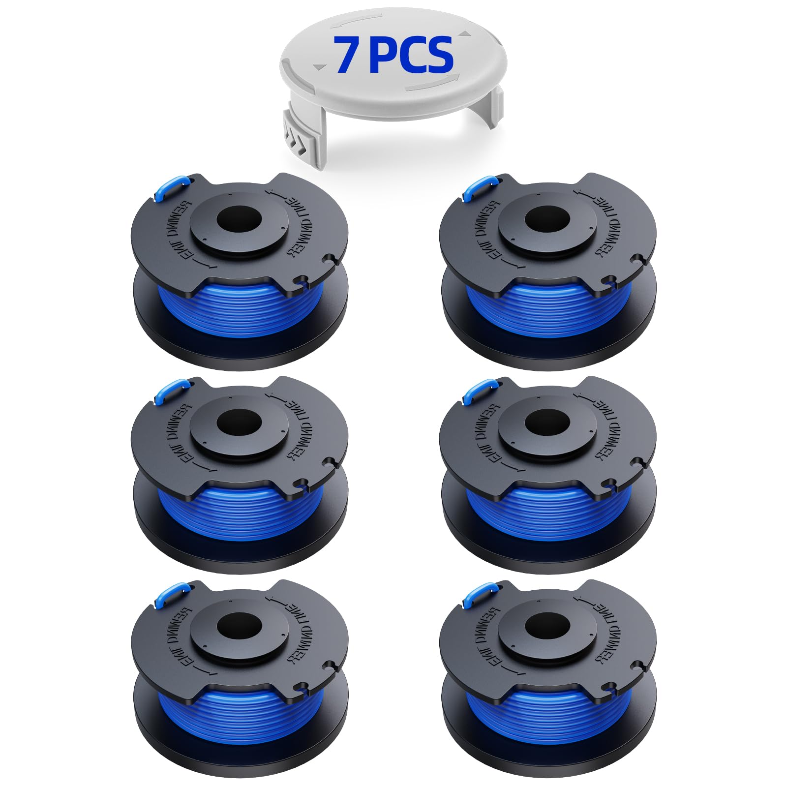 YWTESCH Weed Wacker String Replacement pack with 6 spools and 1 cap