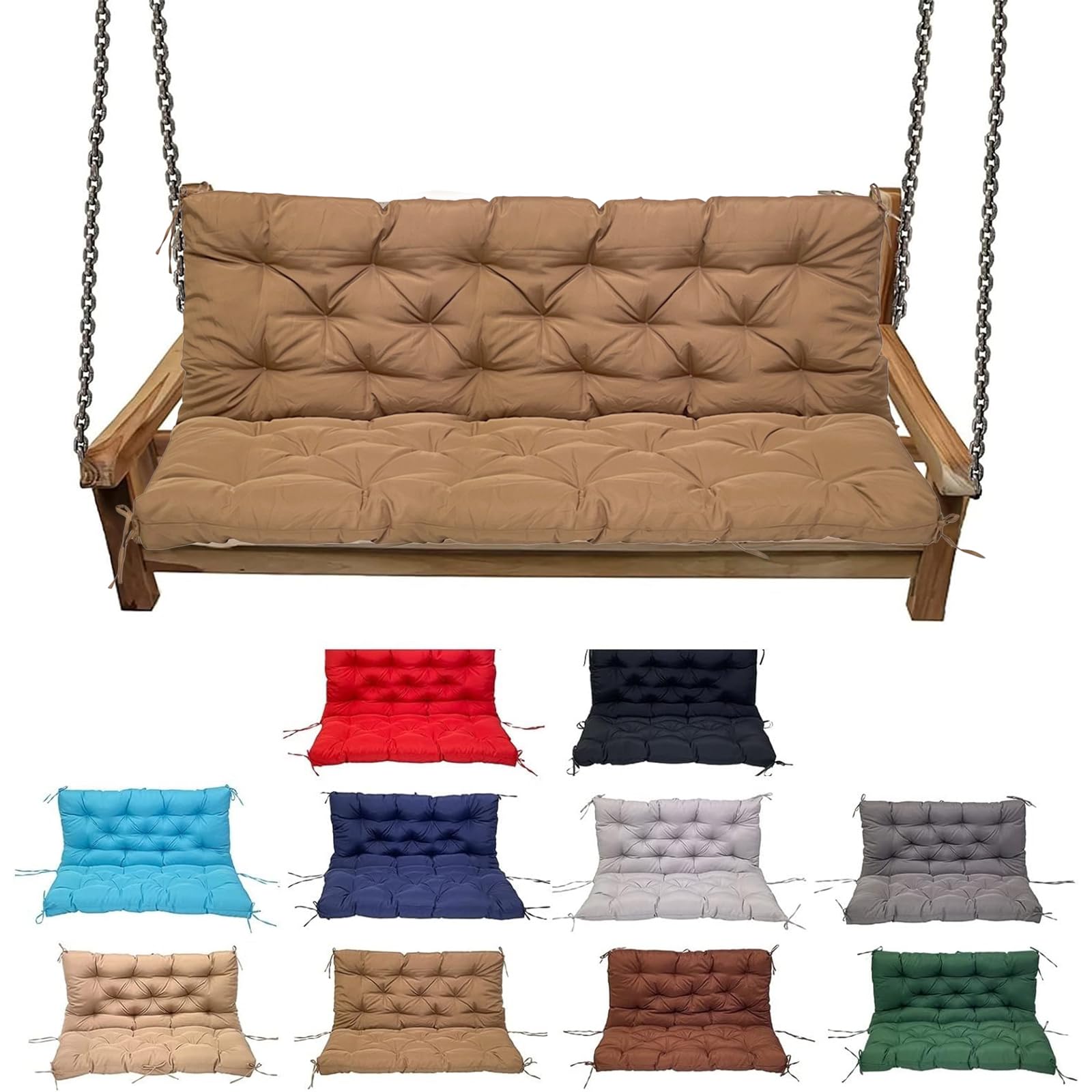 YXMKJOS 3-seater swing cushion light brown front view