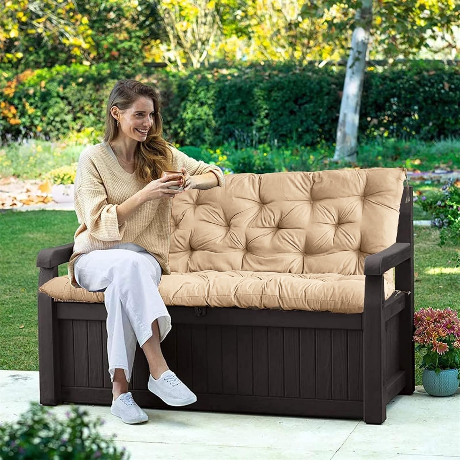 YXMKJOS cushion flat on a lawn showcasing size