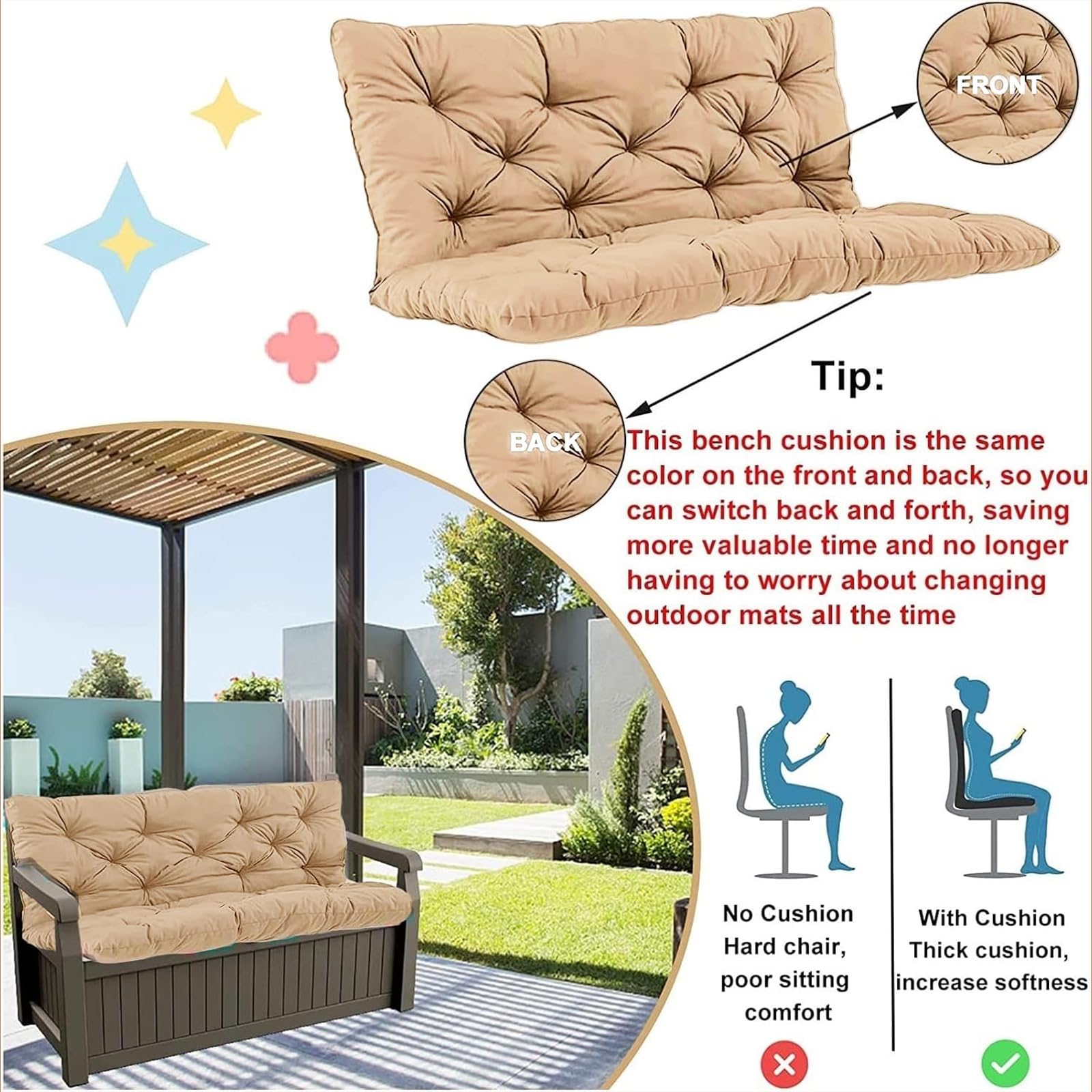 YXMKJOS cushion on a patio swing with decorative background