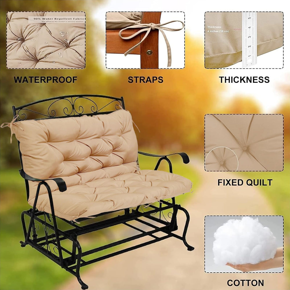 YXMKJOS Outdoor Porch Swing Cushion side view showing thickness