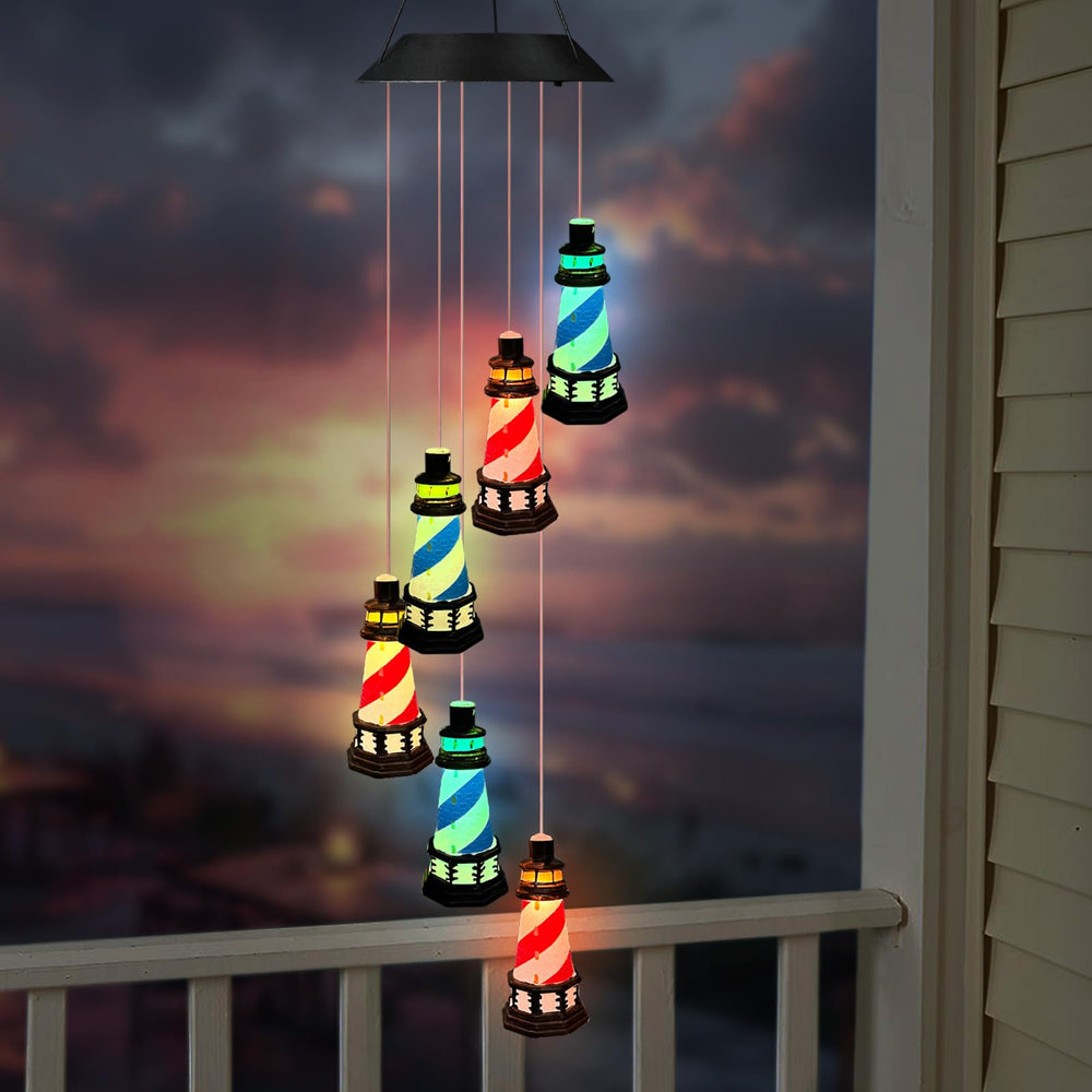 YY Gardenia Solar Lighthouse Wind Chimes front view