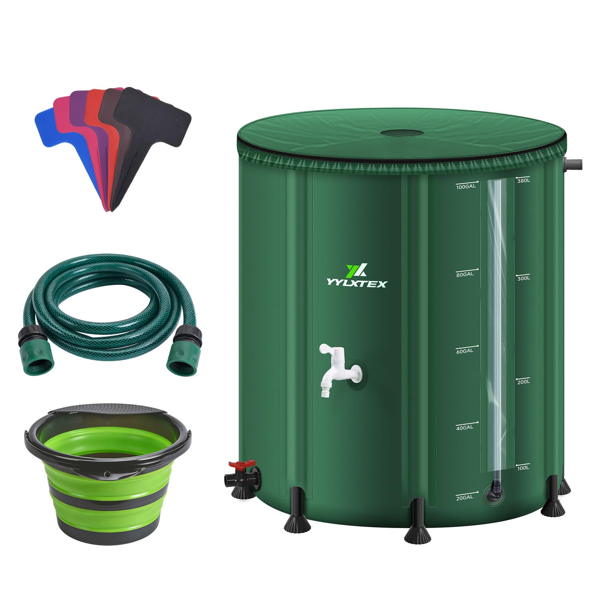 YYLXTEX 100 Gallon Collapsible Rainwater Collection Barrel front view