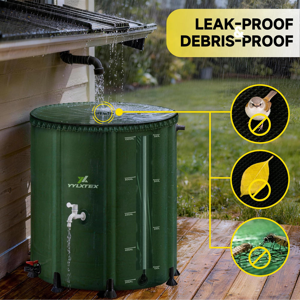 YYLXTEX rain barrel with mesh screen close-up