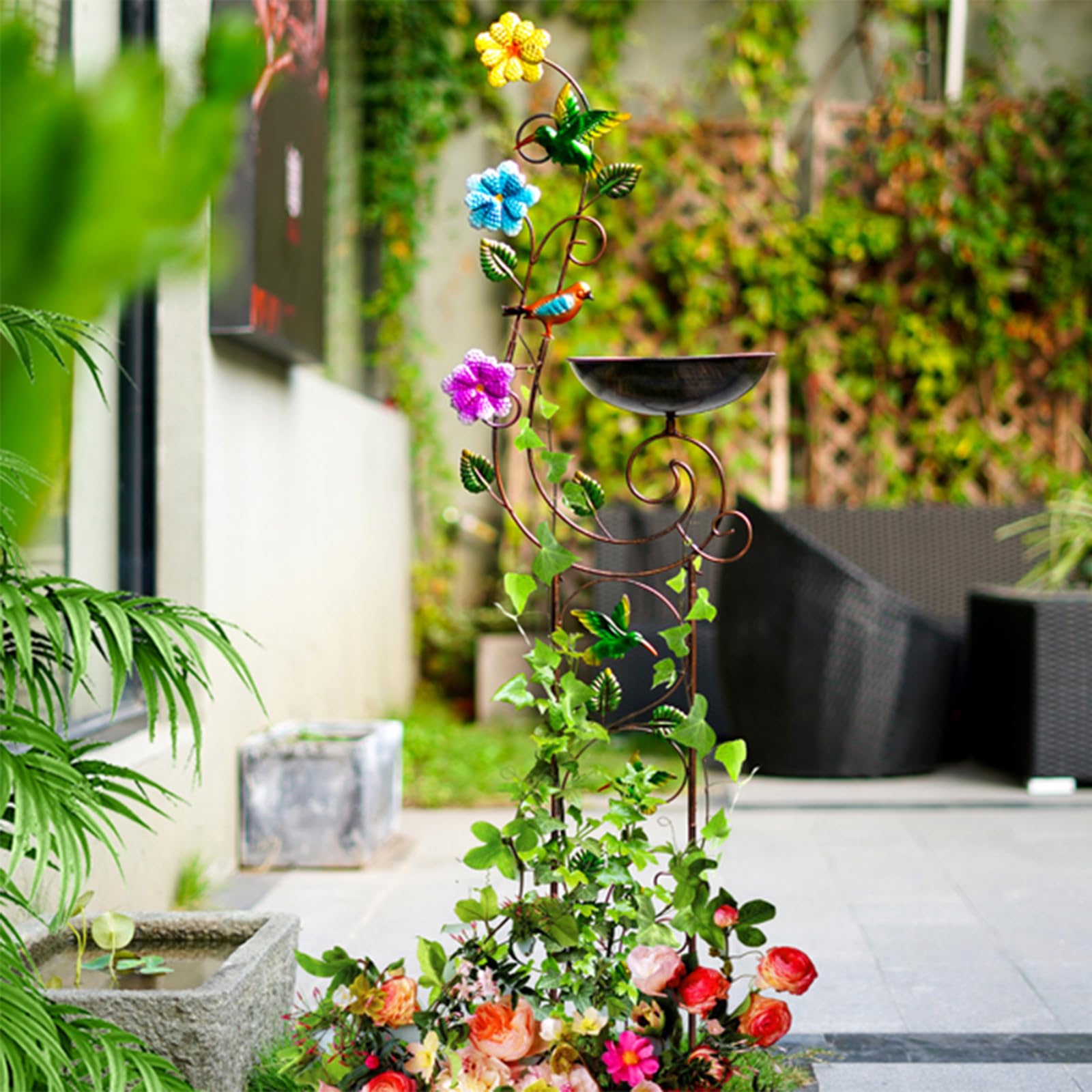 YYWMWM Bird Bath showcased in outdoor environment
