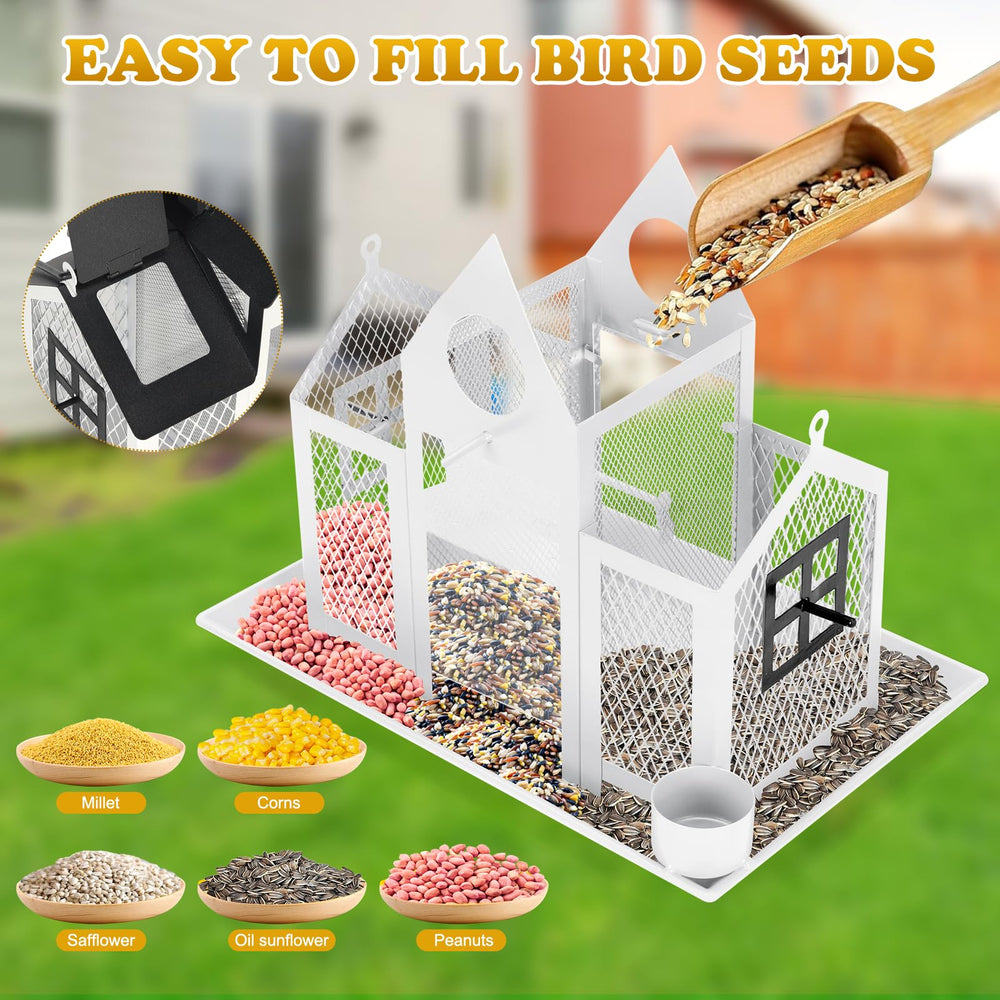 YYWMWM Solar Bird Feeder House in garden setting