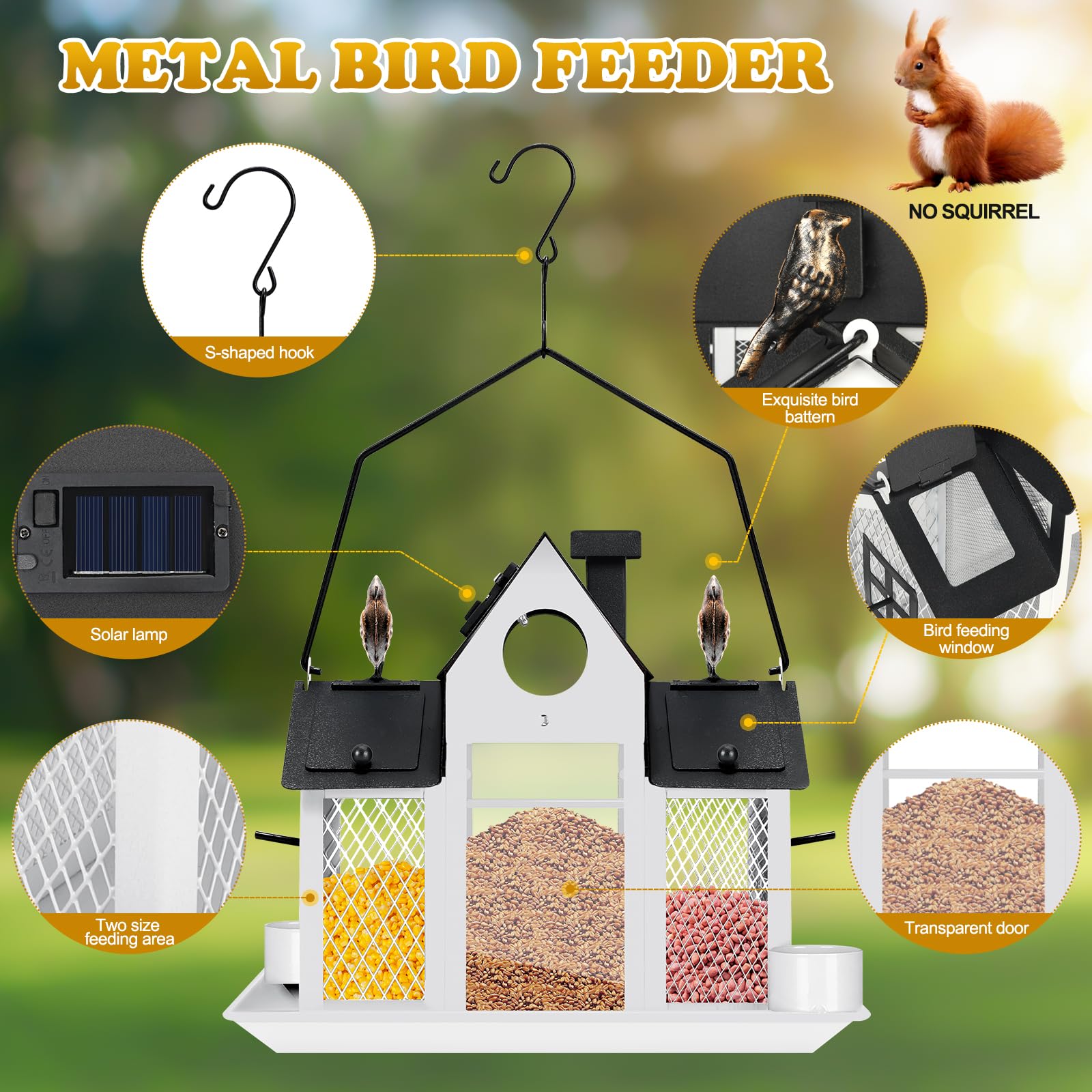 YYWMWM Solar Bird Feeder House side view showing solar panel