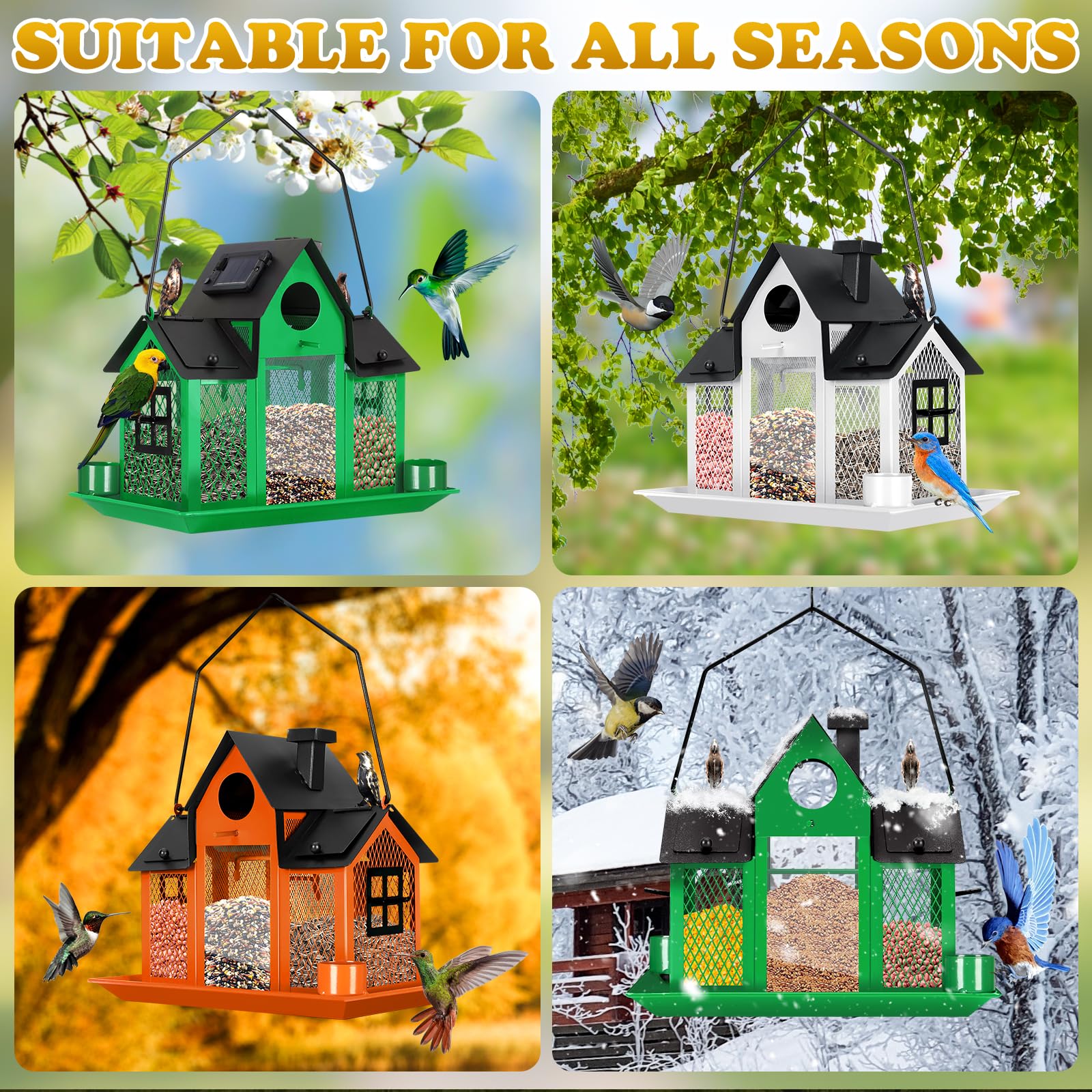 YYWMWM Solar Bird Feeder House top view with feeding windows