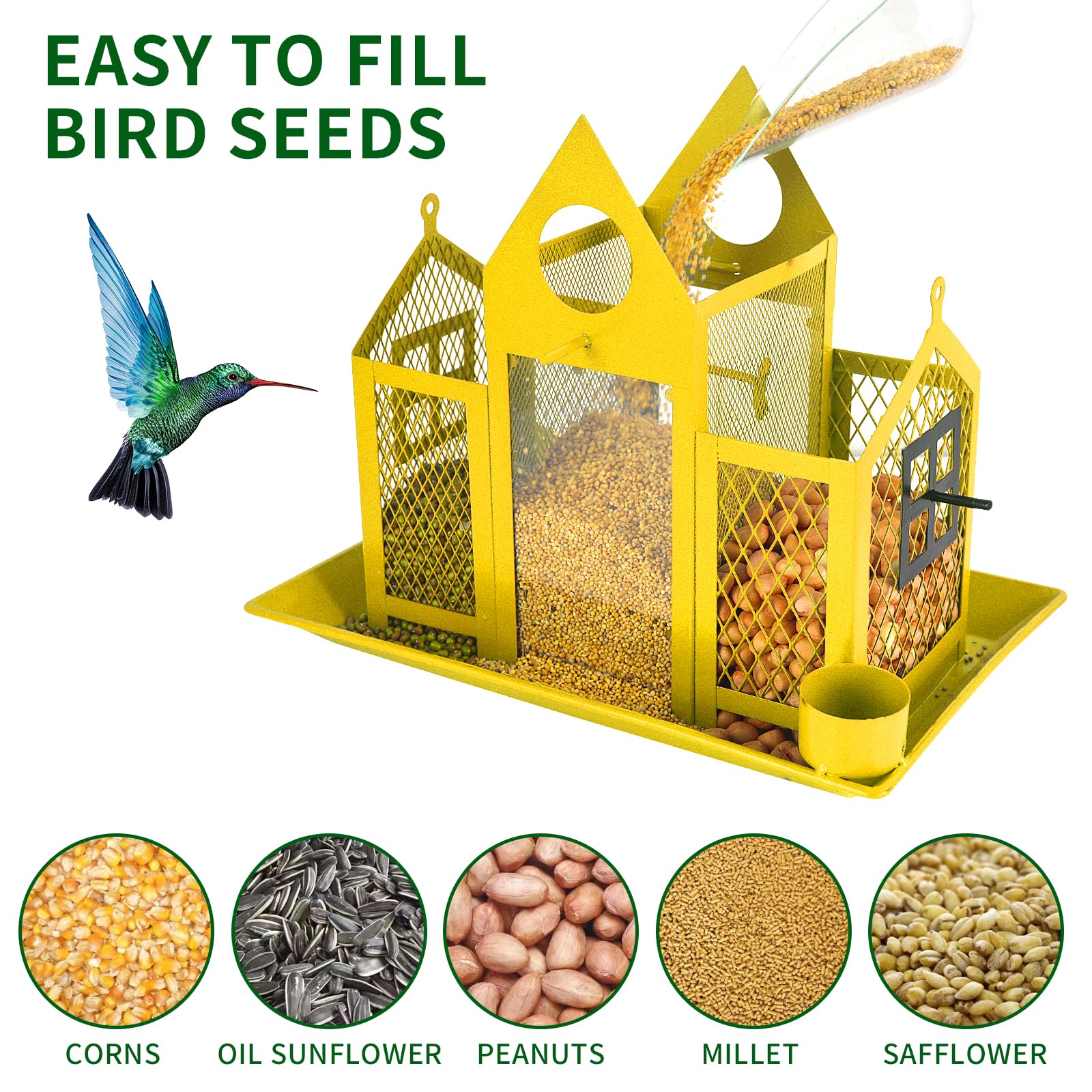YYWMWM Solar Bird Feeder illuminated at night