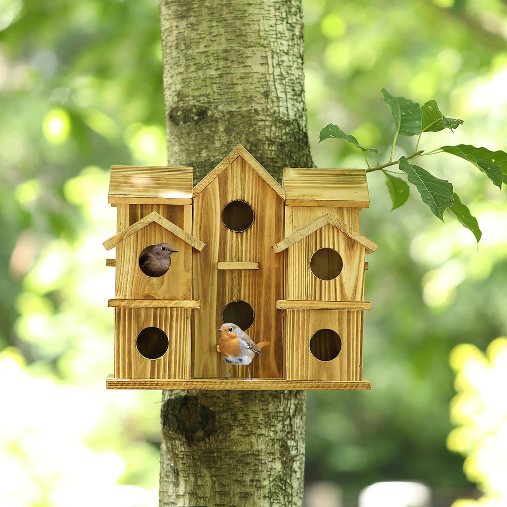 YYYUAN Cedar Bird House showing compartments for small birds