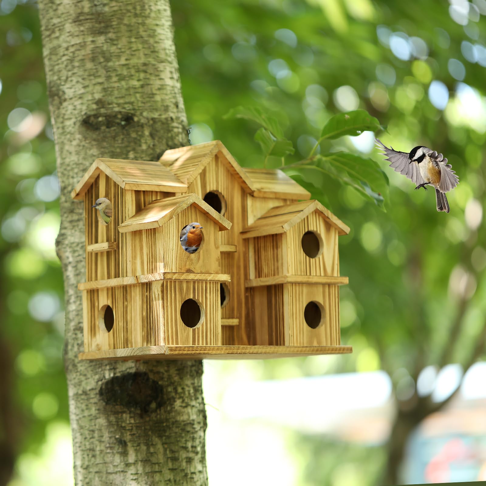 YYYUAN Cedar Bird House waterproof coating detail