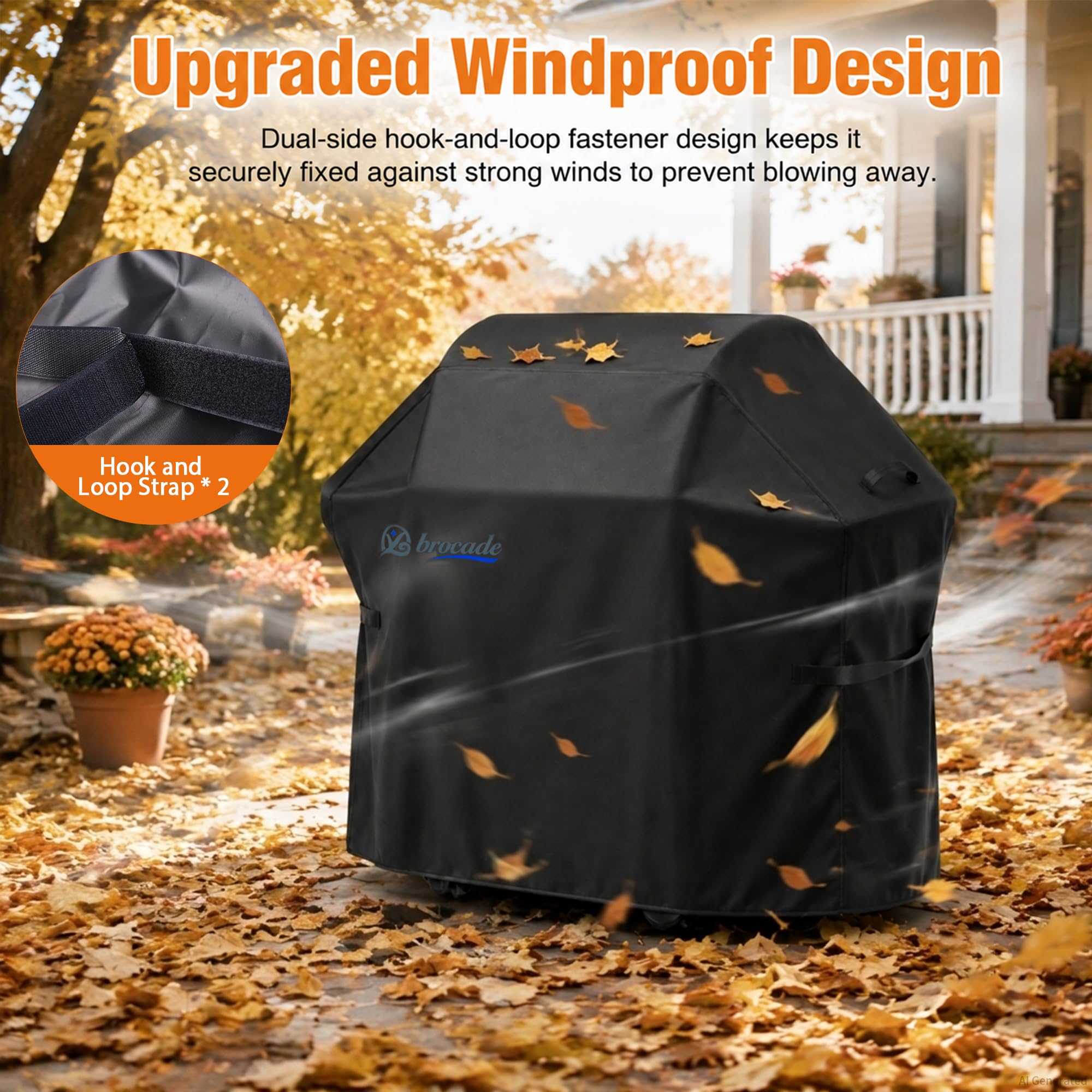 yzbrocade grill cover on a 5-6 burner grill outdoors