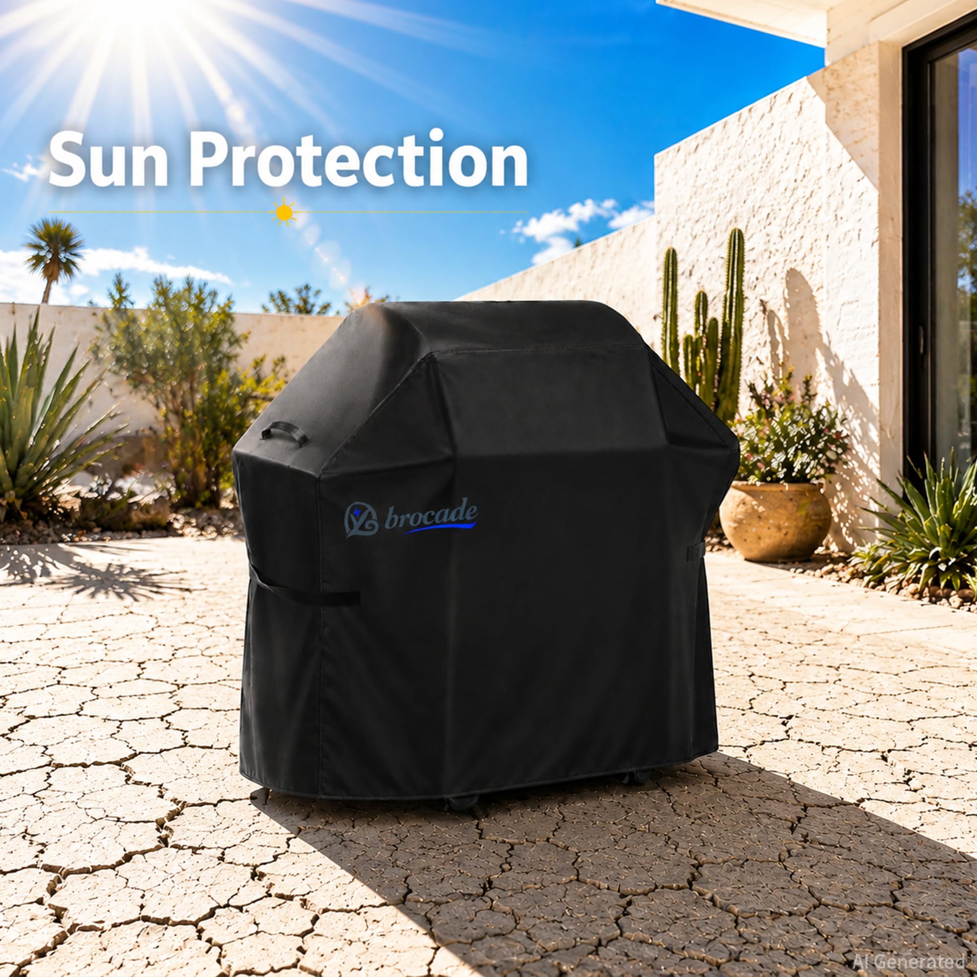 yzbrocade grill cover secured on grill in windy conditions