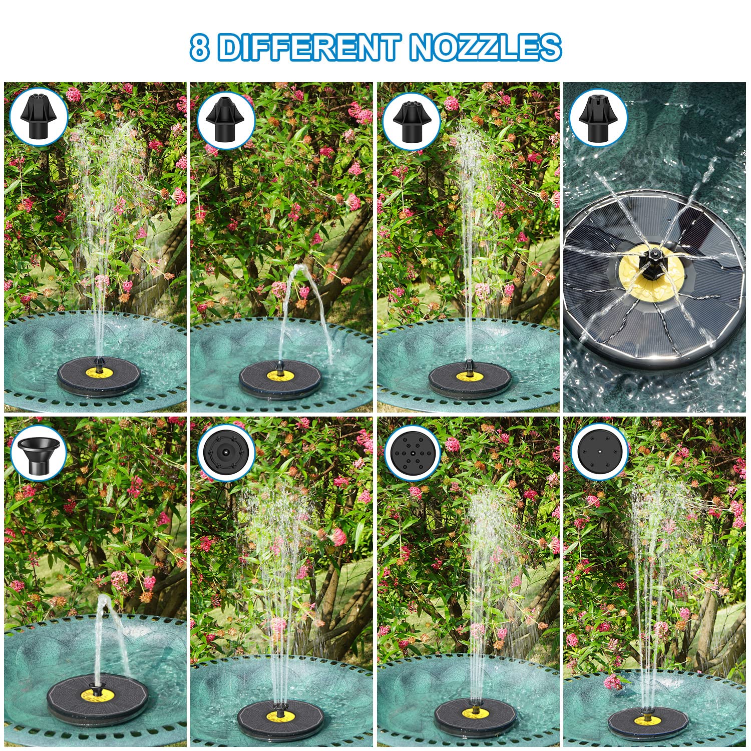 Yzert Solar Bird Bath Fountain in a garden setting