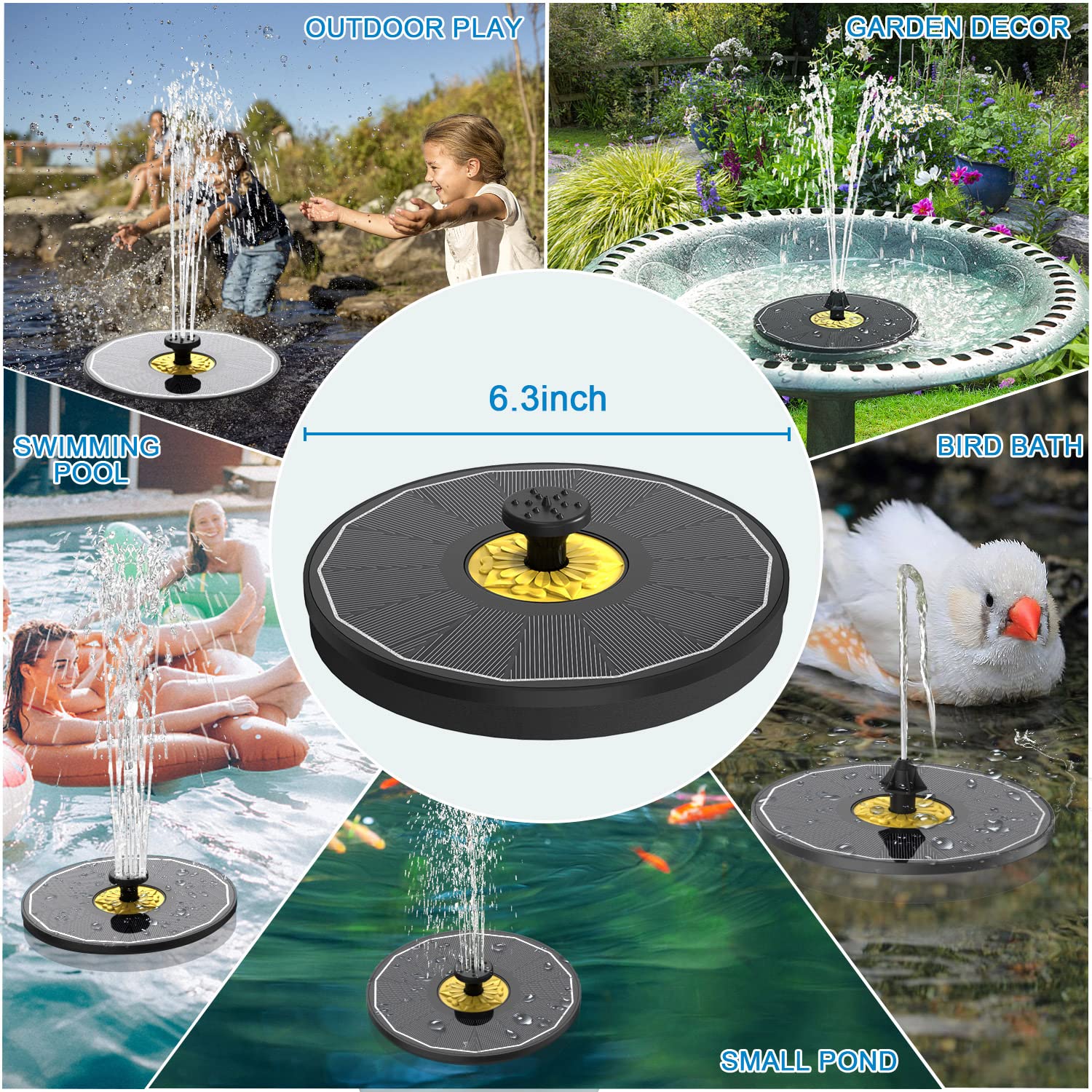 Yzert Solar Bird Bath Fountain with water display in sunlight