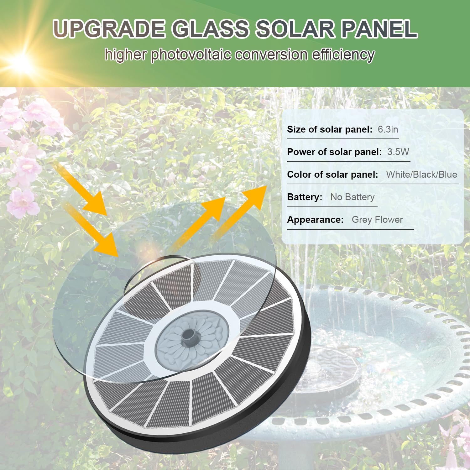 Yzert Solar Fountain elegant flower design close-up