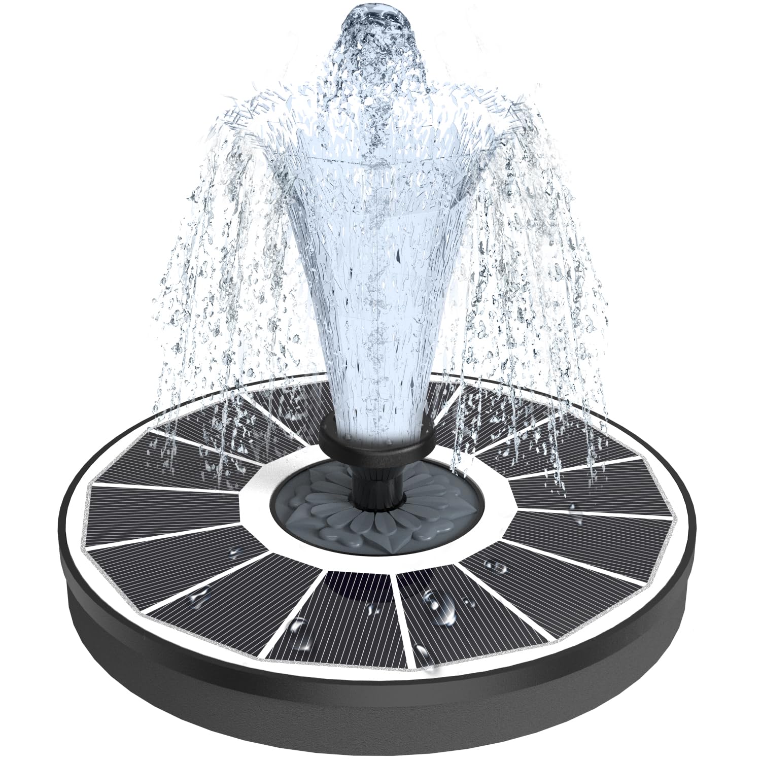 Yzert Solar Fountain front view with glass panel