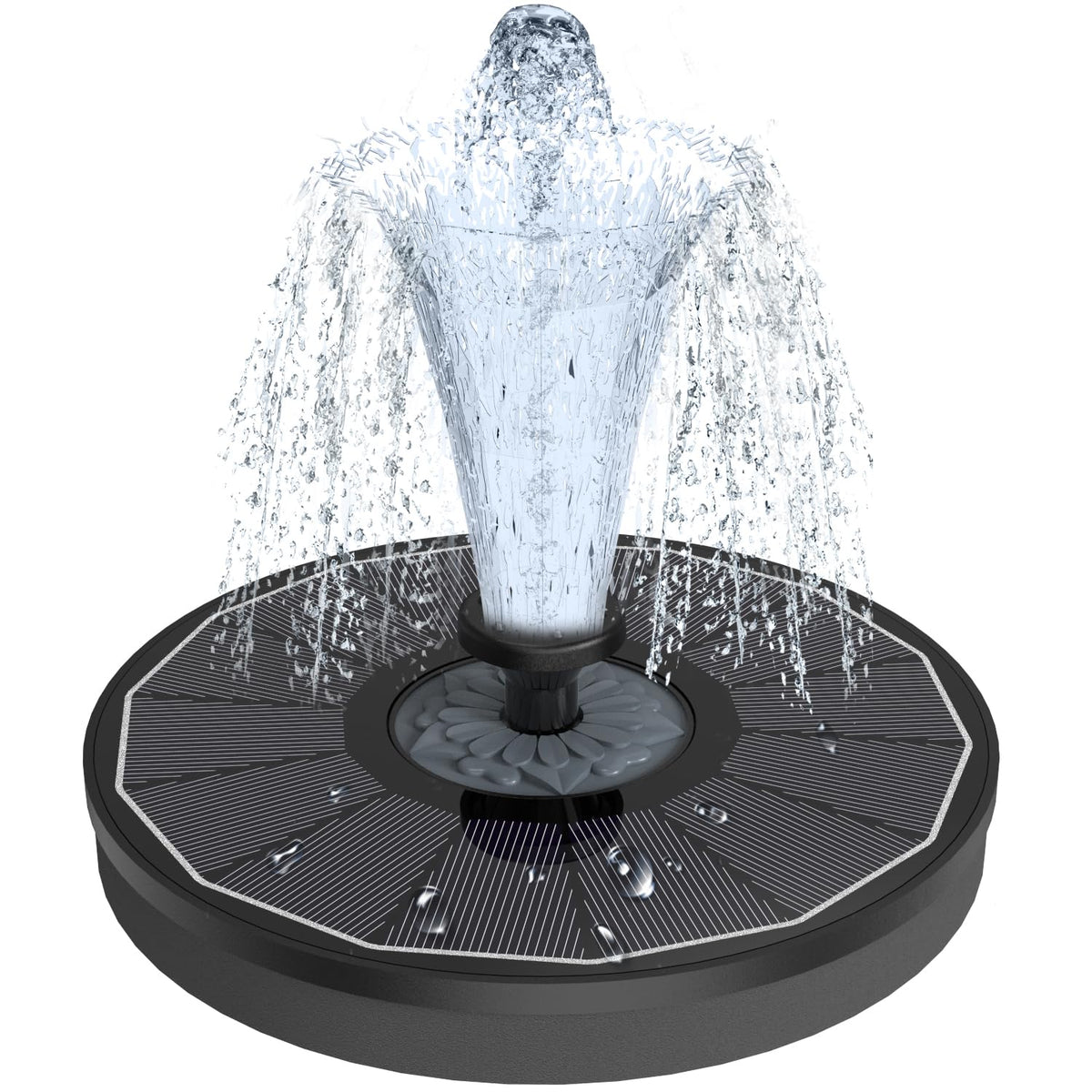 Yzert Solar Fountain front view with glass solar panel