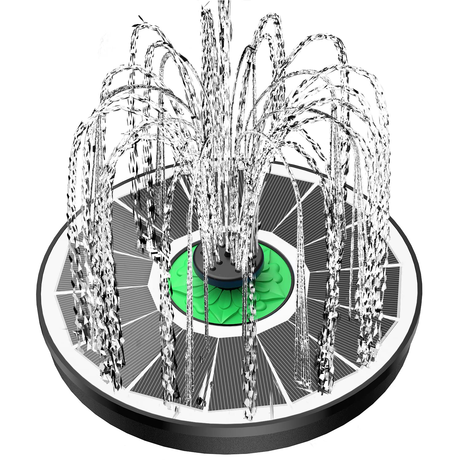 Yzert Solar Fountain front view with green flower