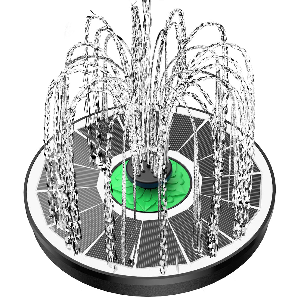 Yzert Solar Fountain front view with green flower