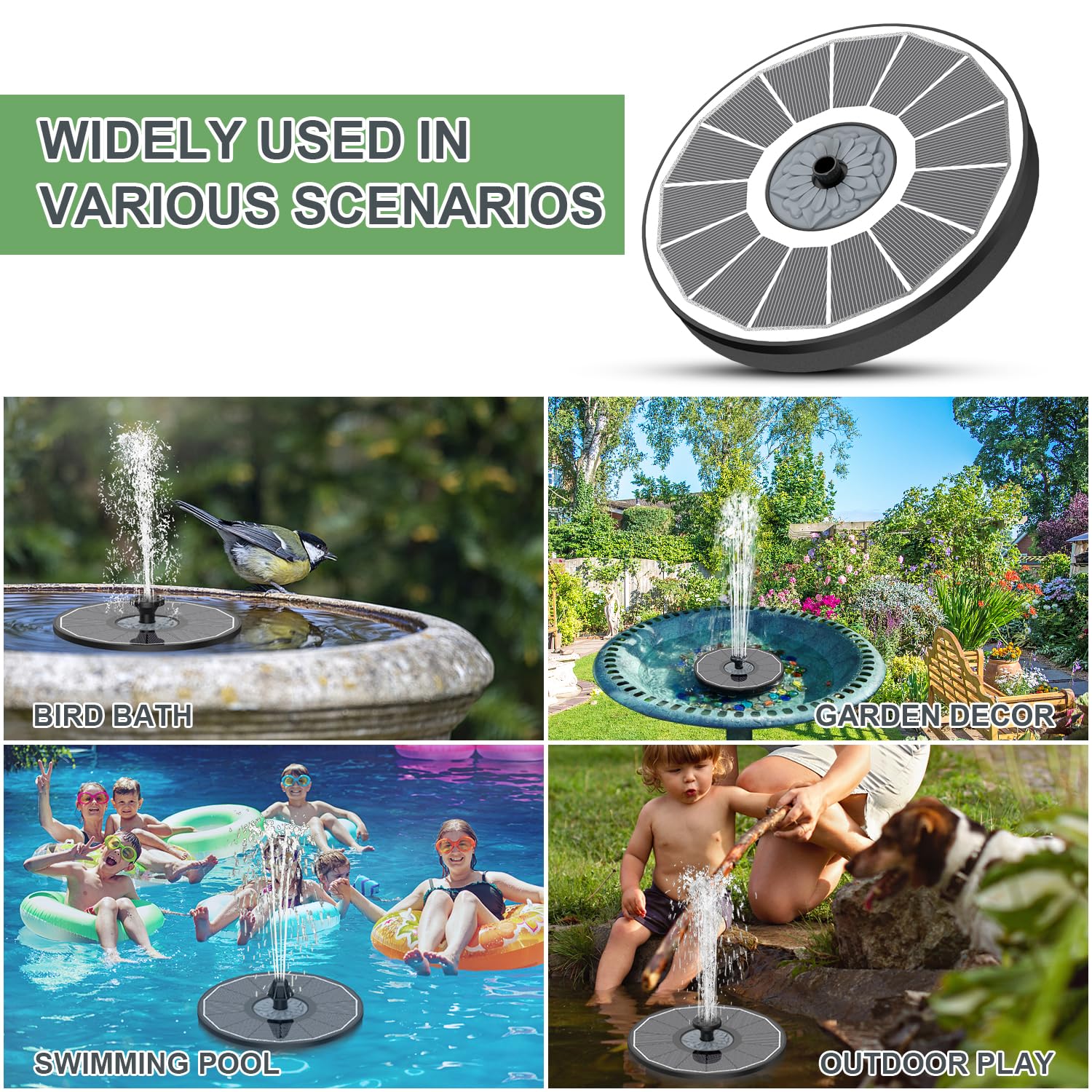 Yzert Solar Fountain in a garden setting