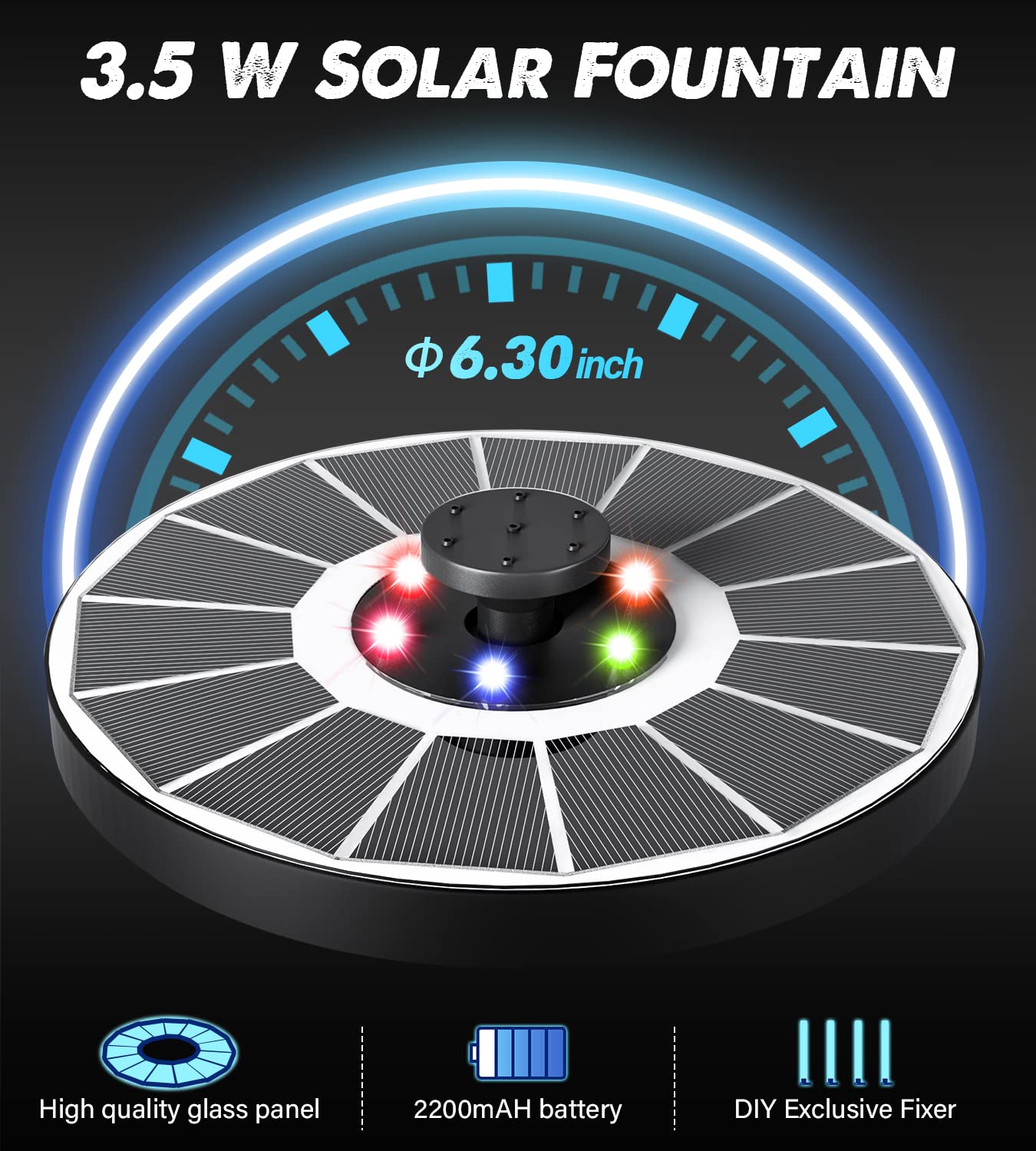 Yzert Solar Fountain in a garden setting with birds