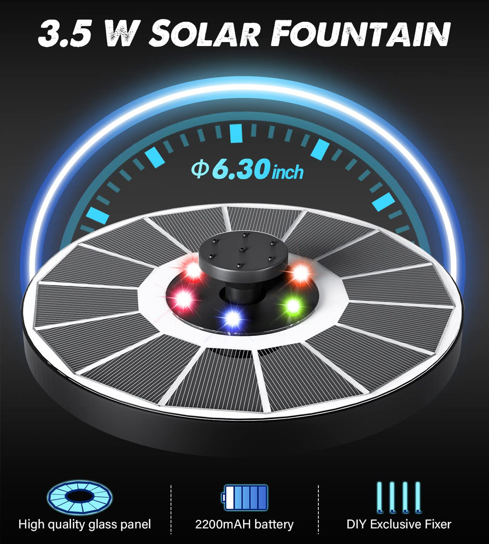 Yzert Solar Fountain in a garden setting with birds