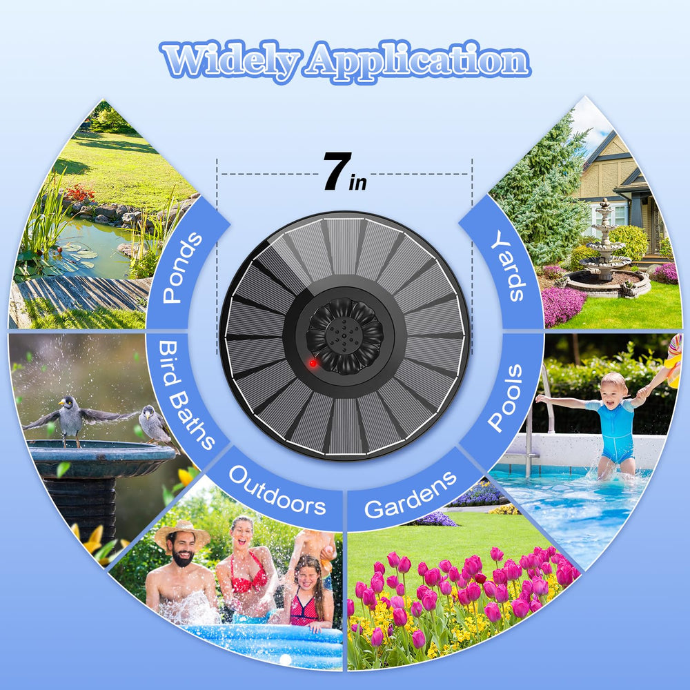 Yzert Solar Fountain installed in a birdbath with water