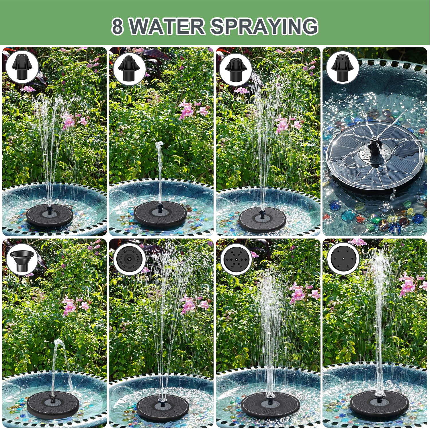Yzert Solar Fountain side view with fixing devices