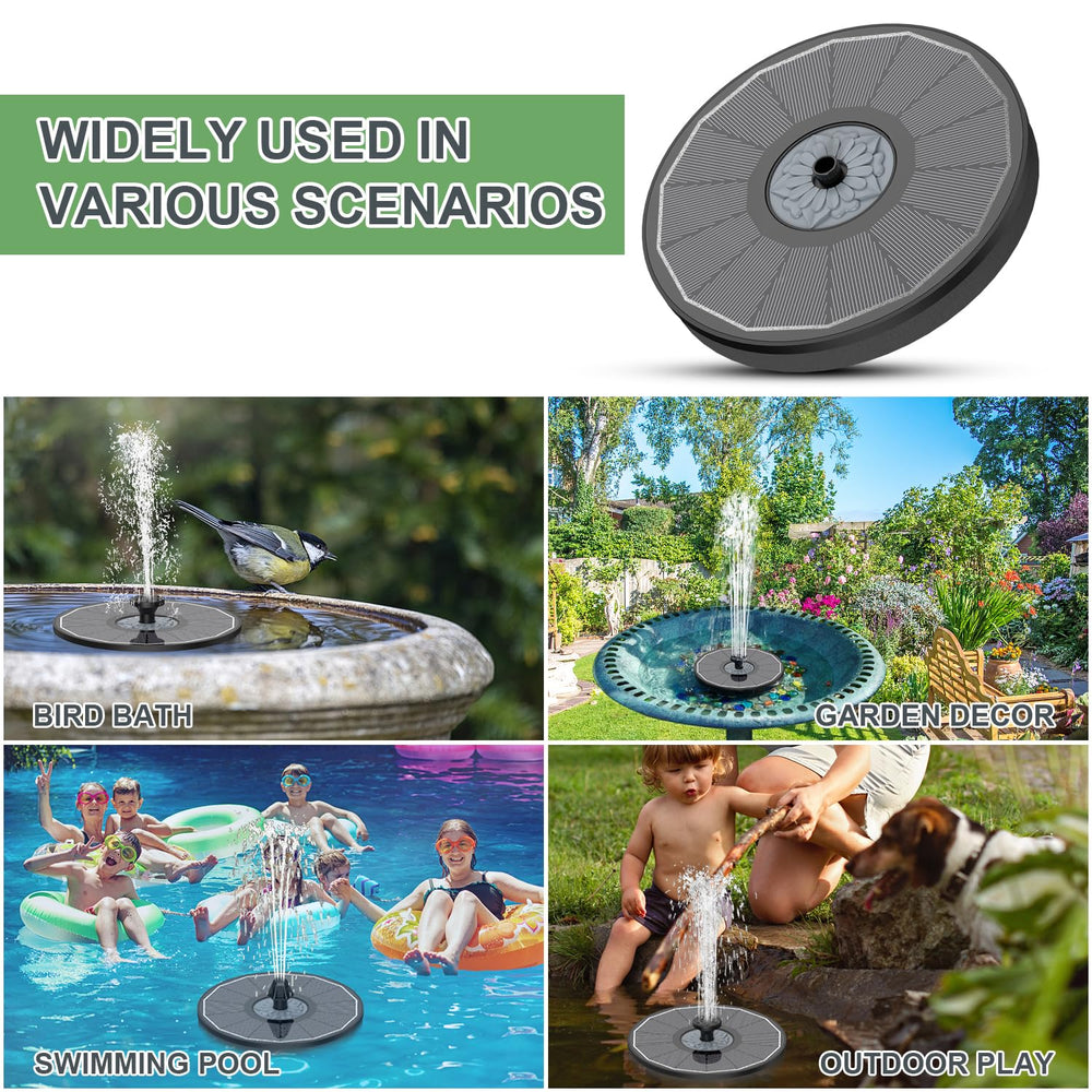 Yzert Solar Fountain with birds bathing in water