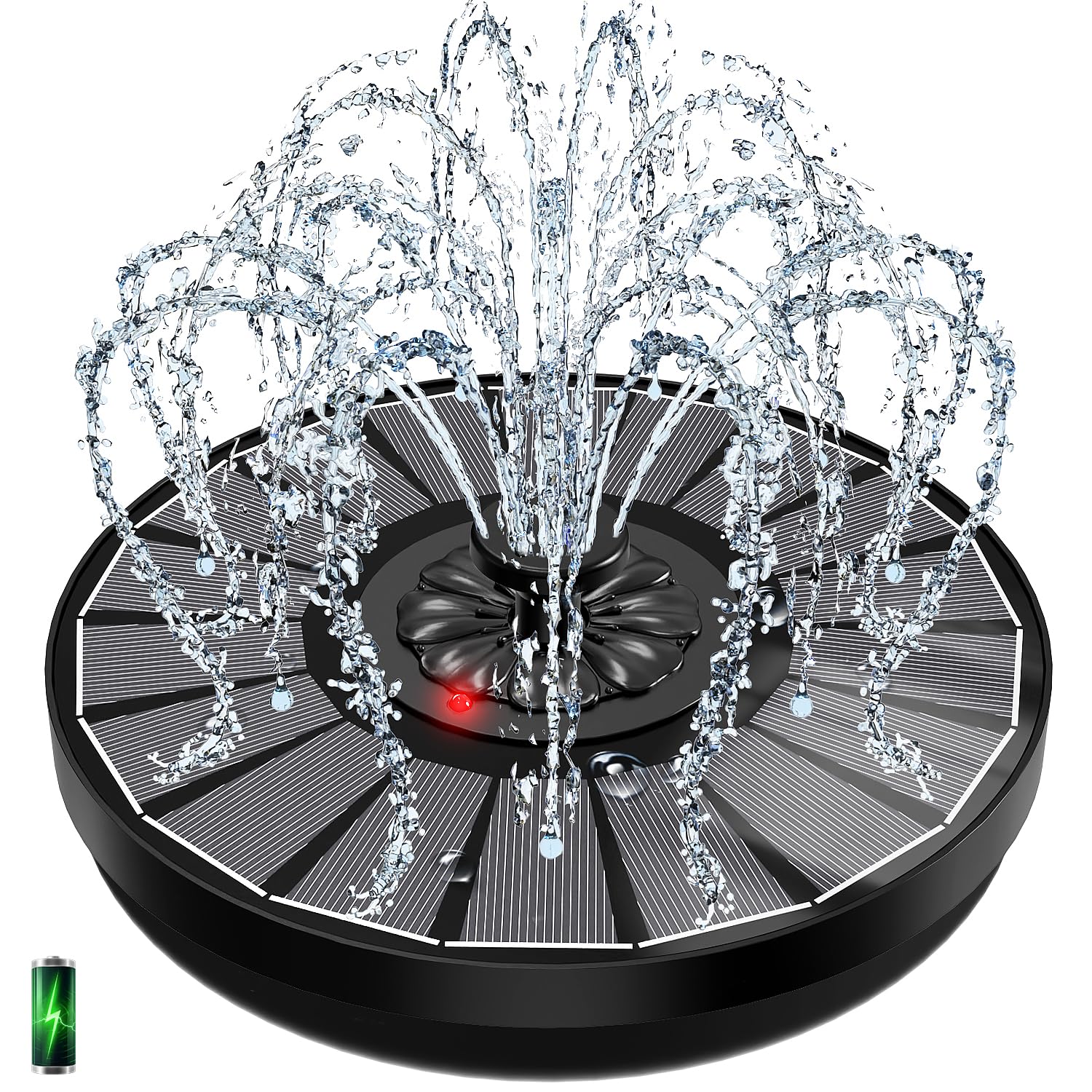 Yzert Solar Fountain with glass design and black finish